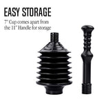 JS Jackson Supplies Professional Bellows Accordion Toilet Plunger, High Pressure Thrust Plunge Removes Heavy Duty Clogs from Clogged Bathroom Toilets, All Purpose Power Plungers for Bathrooms, Black