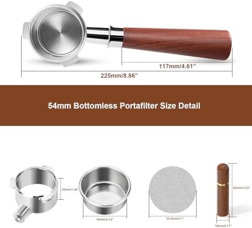 54mm Bottomless Portafilter, 3 Ears Espresso Portafilter, Compatible with 54mm Breville Sage Barista Espresso Machine, Puck Screen and Distribution Tool Included, Espresso Accessories Kit