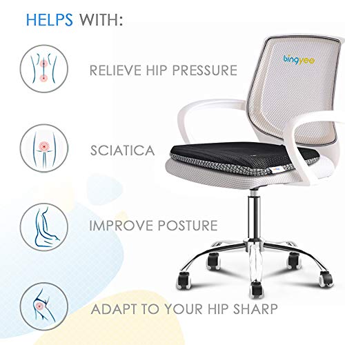 bingyee Gel Seat Cushion 1.8 Inch Thick Seating Pad Orthopedic Chair Cushions for Pressure Relief Gel Pads for Office Chair, Car, Home, Wheelchair, Kayak Cushion, Stadium Cushion