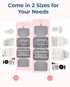 BAGSMART Travel Toiletry Bag with Jewelry Organizer, Hanging Travel Bag for Toiletries, Puffy Makeup Cosmetic Bag Organizer, Carry-on Travel Accessories Essentials, Grey-M