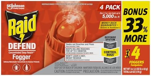 Raid Concentrated Deep Reach Pest Killer & Roach Fogger, 1.5 fl oz, 4 Count