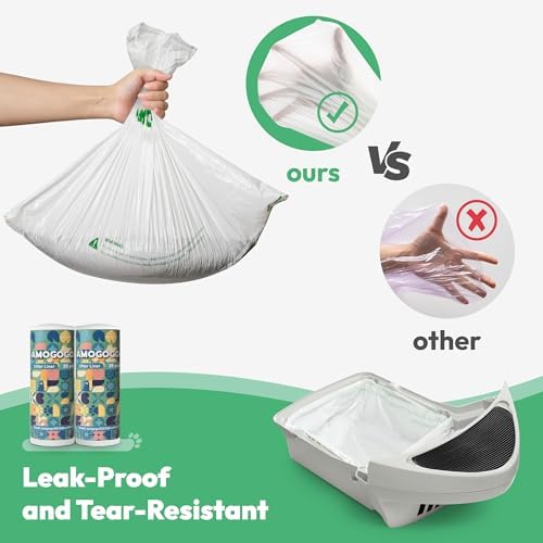 50 Pcs Waste Bags, Compatible with Litter Robot 4 & 3, Replacement Waste Bags, Heavy Duty Cat Litter Trash Bags, Waterproof Litter Bags, 26.4" x 21.9"