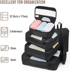 Veken 8 Set Packing Cubes for Travel, Suitcase Essentials Organizer Bags Set for Luggage, Road Trip Travel Accessories in 4 Sizes (Extra Large, Large, Medium, Small), Black
