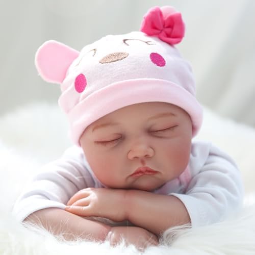 Reborn Baby Dolls Girl - 22 Inch Soft Cloth Body Newborn Girl Doll, Realistic Sleeping Baby Doll That Look Real for Kids Age 3+