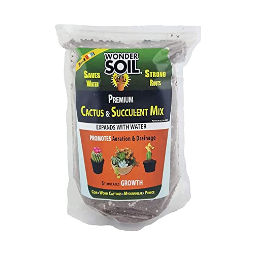 WONDER SOIL | Organic Cactus & Succulent Soil (12 Quarts). Fast Draining Ready to Plant Coco Coir Loaded w/Nutrients | 3 LBS Expands to 12 Quarts | Incl Worm Castings & Nutrients