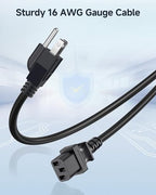 [UL Listed] Cable Matters 2-Pack 16 AWG 3 Prong Long Computer Power Cord - 15ft, 13A Monitor Power Cord Replacement, AC Cable, NEMA 5-15P to IEC C13, Black