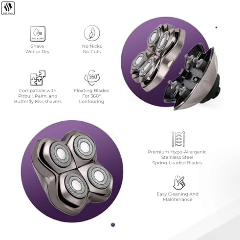 Skull Shaver Carver PRO 4 Head Replacement Blade - Premium Hypo-Allergenic Electric Razor Blade for Bald Head Shavers for Men/Women, Electric Shaver Blade