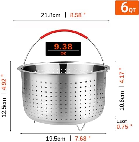 REDANT Steamer Basket for Instant Pot Accessories 6 qt, Pot Strainer Steamer for cooking, Steam Basket Stainless Steel Steamer Insert for Vegetables, Egg, Pasta (Free 2 Pcs silicone gloves), 6 Quart