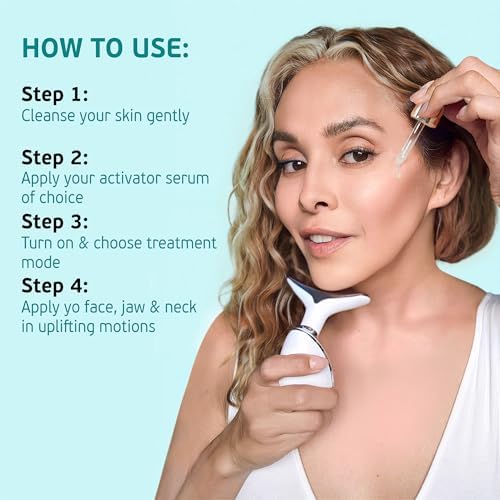 MyoGlow by MDD | Neck and Face Lifting Lymphatic Drainage Massager Tool | LED Light, Sonic Vibration, Thermal Device