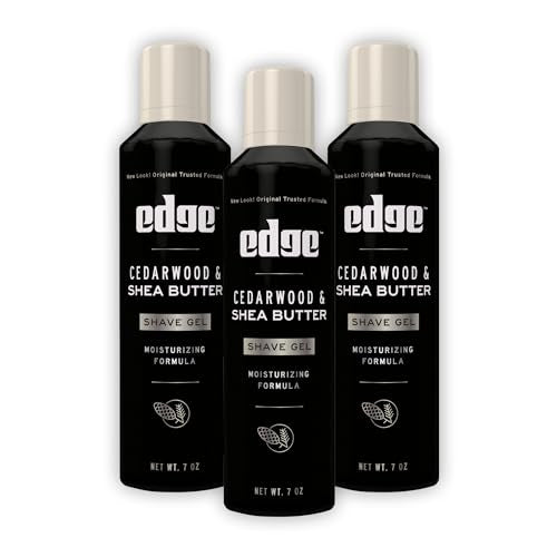 Edge Shave Gel for Men, Cedarwood & Shea Butter, 7oz (3 Pack) - Shaving Gel For Men That Moisturizes, Protects and Soothes To Help Reduce Skin Irritation (Packaging May Vary)
