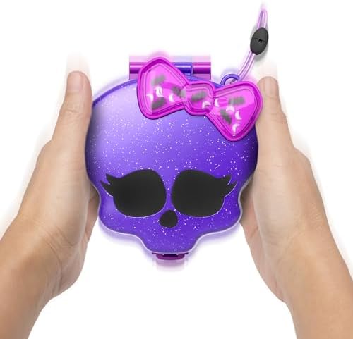 Polly Pocket Monster High Playset with 3 Micro Dolls & 10 Accessories, Opens to High School, Collectible Travel Toy with Storage