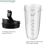 2-Pack 24oz Ninja Blender Cups with Sip & Seal Lid Blender Replacement Parts Compatible with Nutri Ninja Auto IQ Series Blenders BL450 BL454 BL456 BL480 BL481 BL482 BL490 BL640 BL642 BL682