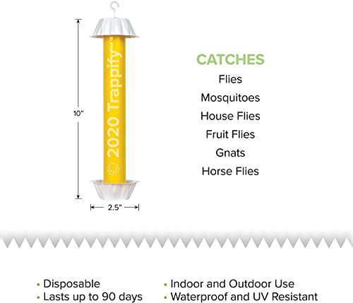 Trappify Hanging Fly Traps Outdoor: Fruit Fly Traps for Indoors | Fly Catcher, Gnat, Mosquito, & Flying Insect Catchers for Inside Home - Disposable Sticky Fly Trap for Indoor House Pest Control