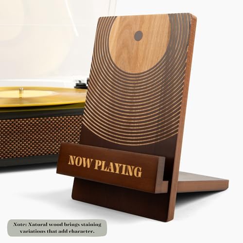 Now Playing Vinyl Record Stand: Classic Wood Record Holder - Vinyl Accessories for LP enthusiasts - Album and LP Holder