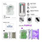suddus Purple Christmas Lights Battery Operated, 66ft 200 LED Twinkle Lights Battery Operated, Purple Fairy Lights for Christmas Tree, Garland, Bedroom, Backyard, Porch, Yard, Party Decorations