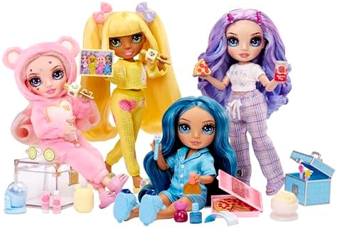 Rainbow High Jr High PJ Party - Skyler, Blue 9" Posable Fashion Doll with Soft Onesie, Slippers, Fun Play Accessories, Great Toy Gift for Girls Kids Ages 4-12 Years