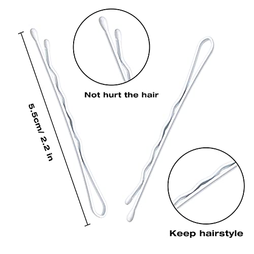 White Bobby Pins, AITRAI 110 pcs Hair Pins Kit 100pcs White Hair Pins &10pcs White U-shaped Hair Pins with Box Hair Accessories for Women Girls, 2.2 Inch