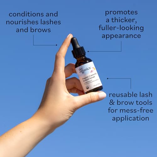 Sky Organics Organic Castor Oil Eyelash & Brow Serum, Hexane-Free Conditioning Oil that Promotes Fuller Looking Lashes & Eye Brows, 100% Pure & Cold-Pressed USDA Certified Organic 1 fl. Oz. / 30 ml