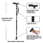 LIXIANG Walking Cane with Replacement Base-Folding Cane,Adjustable Colorful Walking Stick for Men & Women with Comfortable T-Handle,Stylish Balancing Mobility Aid,Black Flower