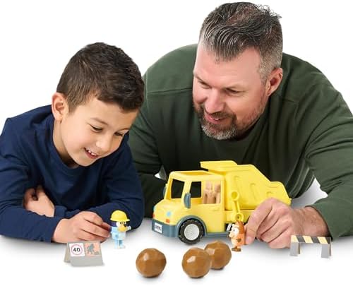 Bluey Dump Truck, with Load and Unload Feature, Get Some Work Done with Exclusive Hard-Hat and Muddy Bingo