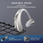 F&Kcoptee Hearing Aids for Seniors Rechargeable with Noise Canceling - Hearing Amplifiers for Adults with Severe Hearing Loss - 2 Ear Amplifier Over The Counter Hearing Aid with Volume Control - Silver
