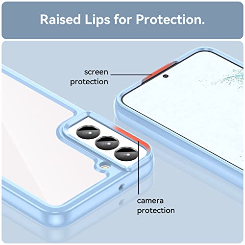 DFTCVBN Phone Case for Galaxy S23 Case, Samsung S23 SM-S911U Case with HD Screen Protector, Soft Bumper with Clear Crystal PC Hard Back Shockproof Cover Cases for Samsung Galaxy S23 5G Blue