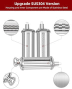 Pasta Maker Attachment Set for All KitchenAid Stand Mixer Included Pasta Sheet Roller, Spaghetti Cutter and Fettuccine Cutter, Stainless Steel Pasta Roller Accessories with 8-Speed Adjustable, 3 Piece