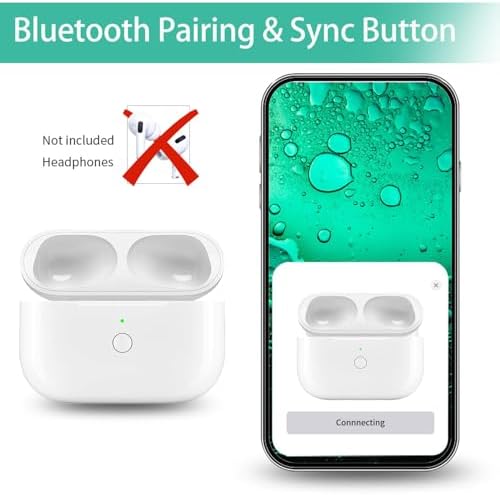 Wireless Charging Case Replacement Compatible with AirPods Pro 1st & 2nd Generation, AirPods Pro 1st & 2nd Charger Case with Bluetooth Pairing Sync Button - No Earbuds