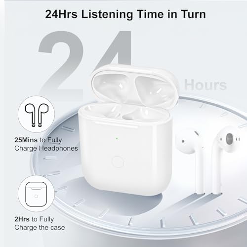 Wireless Charging Case Compatible with AirPod 2 1, Air Pod Charger Case Replacement for Charging Case with Bluetooth Pairing Sync Button, No Earbuds,White