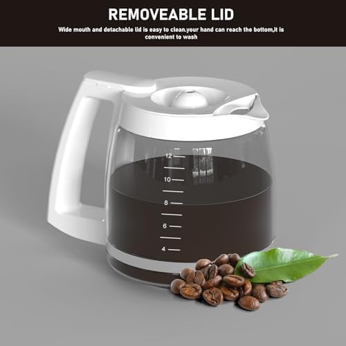 12-Cup Coffee Pot Replacement Compatible with Cuisinart Coffee Maker Models SS-12, SS-15, SS-16, DCC-1100BK, DCC-1200, DCC-2650, CHW-12P1, DGB-400, DGB-550BK, DGB-550BK1, DGB-625BC and DGB-700BC White