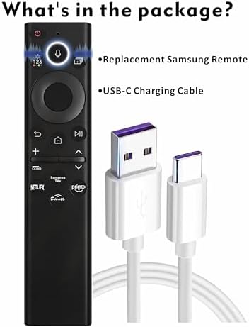 Replacement Smart Remote for Samsung TVs (Models from 2018-2025): Features Solar - Powered and USB - C Charging. for Samsung Neo, OLED, QLED, Crystal UHD, Frame TV, Terrace, Sero, and Serif Series