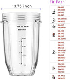 Replacement 18oz Blender Cup with Sip & Seal Lid For Nutri Ninja BL450 BL456 BL480 BL482 BL640 BL642 BL682 BN401 BN751 BN801 Foodi SS101 SS151 SS351 SS401 SS400 Ninja Blender Auto IQ Blade, 2-Pack