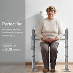 Agrish Stand Alone Toilet Safety Rail - [Adjustable Design] Medical Assist Grab Bar for Elderly Handicap Pregnant, Folding Toilet Frame Handrails (Silver Grey)