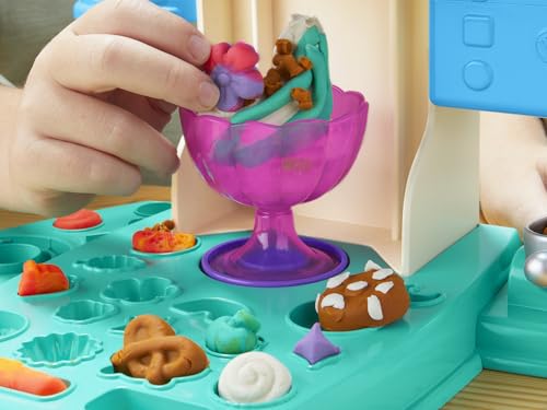Play-Doh Rainbow Swirl Ice Cream Playset with 7 Pretend Play Kitchen Accessories, Arts and Crafts Toys for 3 Year Old Girls and Boys and Up