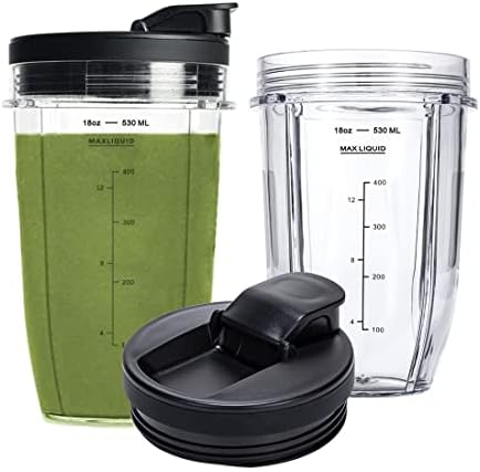 18OZ Replacement Cups Compatible with Ninja Nutri BN401, SS101, BN400, BN800, BN801, SS351, SS151 TWISTi DUO Blender, with Upgraded Sip and Seal Lids- Convenient to Drink Directly.(2 Pack)