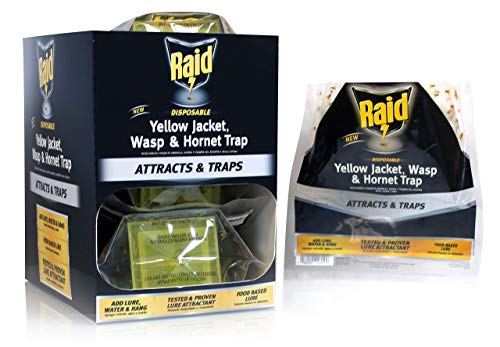Raid Yellow Jacket and Wasp Trap (6-Pack), Outdoor Wasp Trap, Disposable Wasp and Yellow Jacket Trap Bag with Food-Based Attractant