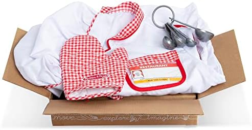 Melissa & Doug Chef Role Play Costume Dress -Up Set With Realistic Accessories Pretend Chef Outfit, Costume For Kids, Toddlers, Ages 3+