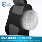 BDK PolyPro Car Seat Covers Full Set in Gray on Black, Front and Rear Split Bench Seat Covers for Cars, Easy to Install Car Seats Cover Set and Accessories for Auto Trucks Van SUV - Gray