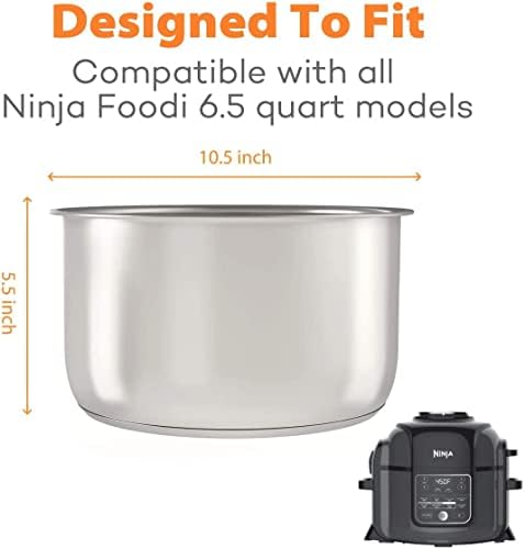 Goldlion Accessories for Ninja Foodi 6.5 Qt, Stainless Steel Inner Pot, 3 Packs Sealing Rings and Inner Pot Cover