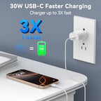USB C for iPhone 16 15 Pro Max Charger Fast Charging Block, 30W USB C Charger with 10FT USB-C Fast Charging Long Cable Cord for iPhone 16 Pro Max/16 Pro/16 Plus/16/15 ProMax/15Pro/15Plus/15 GalaxyS24