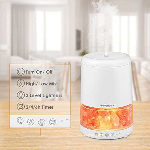 URPOWER 2-in-1 Ultrasonic Essential Oil Diffusers 230ML & Himalayan Salt Lamp Aromatherapy Diffuser Cool Mist Humidifier with 3 Brightness 100% Himalayan Pure Salt Rock Lamp for Home Office Yoga
