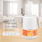 URPOWER 2-in-1 Ultrasonic Essential Oil Diffusers 230ML & Himalayan Salt Lamp Aromatherapy Diffuser Cool Mist Humidifier with 3 Brightness 100% Himalayan Pure Salt Rock Lamp for Home Office Yoga