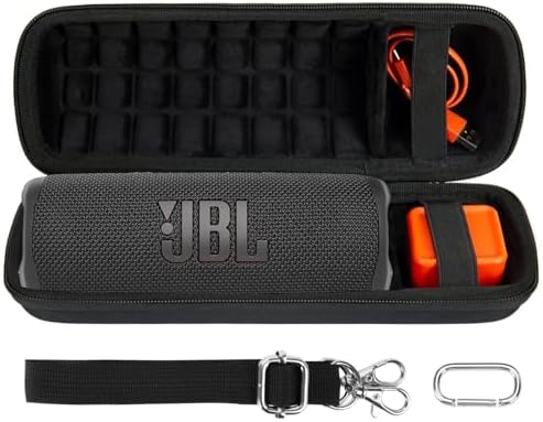 co2CREA Hard Travel Case Replacement for JBL Flip 6 FLIP 5 Waterproof Portable Bluetooth Speaker (Black Case + Inside Black)