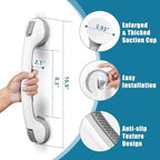 Grab Bars for Bathtubs and Showers, 16 Inch Shower Handle Heavy Duty Suction Cup Grab Bars for Shower Chair, Bathroom Safety Bar for Elderly (White 1 Pack)
