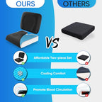 CUSHIO Wheelchair Cushion for Pressure Relief - (2-Piece Set) 18”x16” Anti-Slip Wheelchair Seat Cushions for Adults, Seniors with Lumbar Pillow and Removable Strap, Gel Cushion for Wheelchair