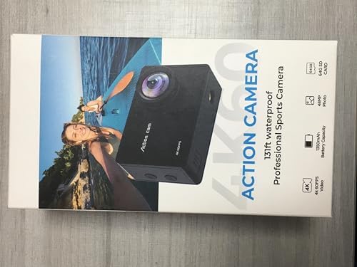 4K 60FPS Action Camara - Waterproof Camera with 64G SD Card 48MP HD WIFI Camera with EIS 40M Underwater Camera Wide Angle Sports Camera with 2*1350 mAh Batteries Helmet Mount Accessories Kits