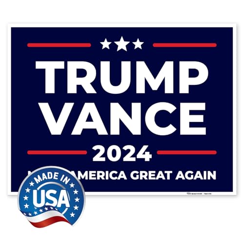 Armo Trump Vance 2024 Make America Great Again Yard Sign, Donald Trump JD Vance 18x24 (3 Pack) Inhes Corrugated Plastic Double Sided with Metal H Stake Waterproof, Outdoor Lawn Signage, Made in USA