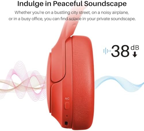 TOZO HT2 Hybrid Active Noise Cancelling Headphones, Wireless Over Ear Bluetooth Headphones, + HT2 Replacement Ear Pads