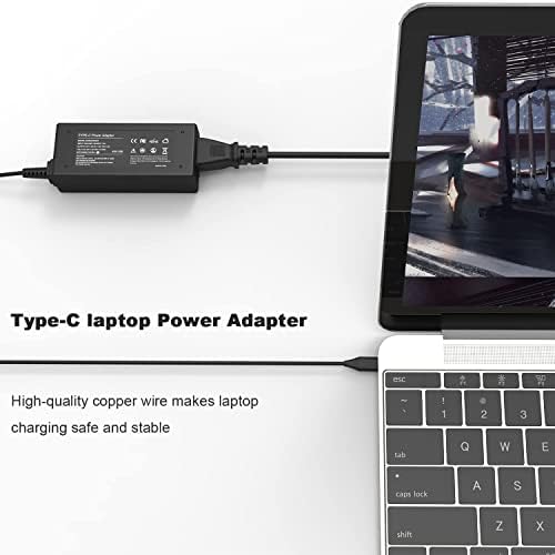45W USB-C Chromebook Charger for Lenovo Chromebook Charger:for Lenovo 500e 300e 100e 2nd Gen C330 C340 S330 S340 Flex 3 Chromebook Charger,Replacement Type C Laptop Charger Adapter Power Supply Cord.
