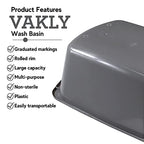 Wash Basins – Rectangular Plastic Hospital Bedside Soaking Tub [5 Pack] Small 7 Quart Graduated Bucket - Portable Washbasin for Washing, Cleaning, Foot Bath, Washing Dishes, Face Cleansing Bowl